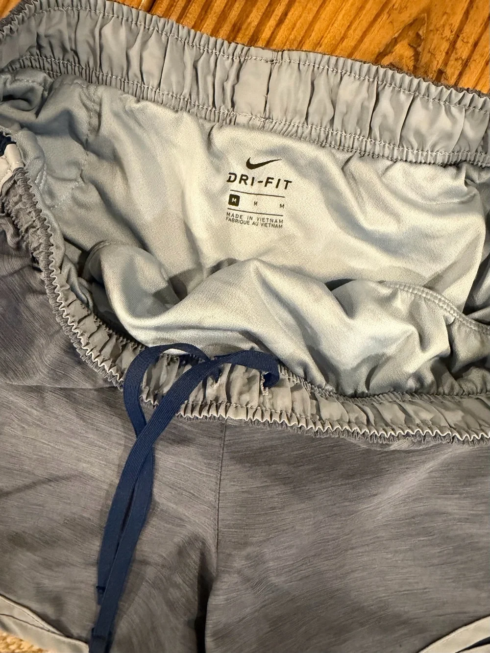 Nike Light Blue/Grey Dri-FIT Athletic Shorts with Navy Drawstring